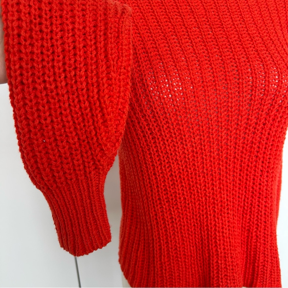 Eileen Fisher Orange Cozy Organic Cotton Ribbed Knit Sweater - Picture 3 of 9